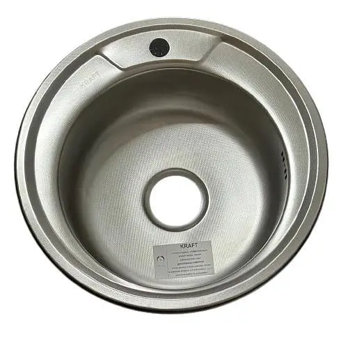 Мийка кухонна Kraft 510 D Decor кругла 510х510х180х0,8 мм Нержавіюча сталь 30412 - фото 1