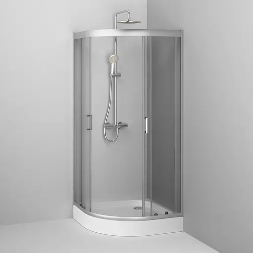 Душевая кабина Am.Pm Gem 1/4 Round 90x90 см без поддона хром матовый W90UG-401-090MT, прозрачный, хром матовый - фото 4