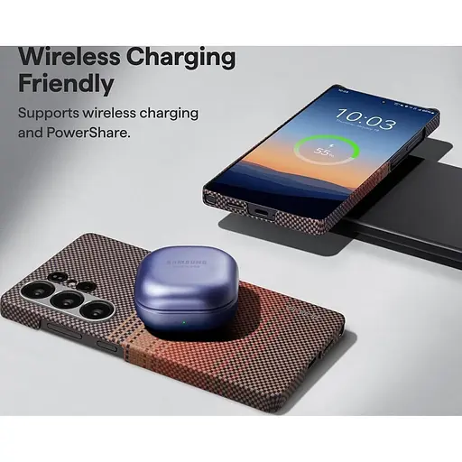 Оригинальный противоударный чехол Samsung Galaxy S25 Ultra Pitaka Tactile Woven Edge Case MagSafe (S938) Moonrise KS2502U - фото 11