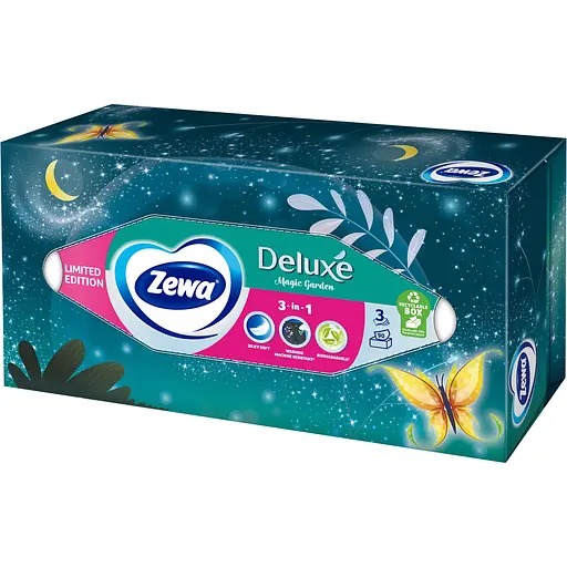 Уценка. Салфетки косметические Zewa Deluxe трехслойная лимитированная коллекция 90 шт. - фото 2