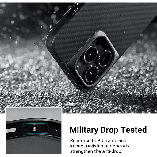 Оригинальный противоударный чехол для iPhone 14 Pro Pitaka Military Grade MagSafe MagEz 600D Black/Grey - фото 4