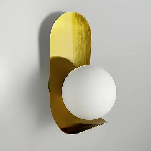 Бра із білим плафоном у латунному корпусі 25х12 см Line F Арт. W 083/1 AB  - фото 1