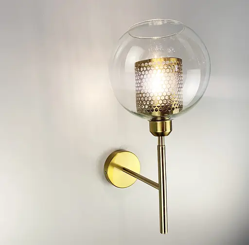 Дизайнерський настінний світильник у латунному каркасі Line F довжина 40 см Арт. W313 - фото 7