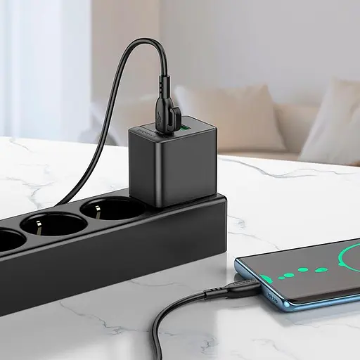 Зарядное устройство - Адаптер сетевой Borofone BAS14A Erudite charger 2 выхода 1USB + 1Type-C 20W черный - фото 8