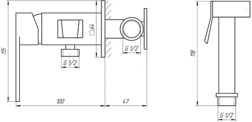 Набор гигиенического душа скрытого монтажа Topaz Sardinia TS 087106-H20, Хром - фото 3