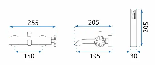 Смеситель для ванны и душа Vertigo black mat REA-B9669 Черный матовый - фото 6