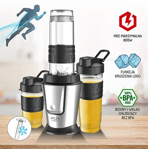 Персональный блендер с двумя бутылками Adler AD 4081 с охлаждающей вставкой - фото 3