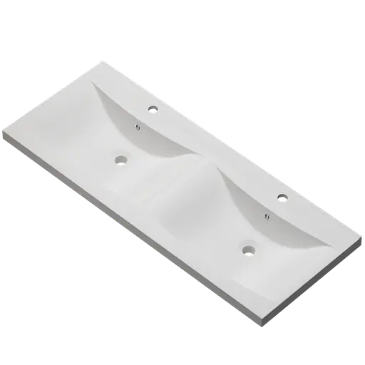 Раковина глянцевая врезная Amidicon Liza 120 1202x480 из литого камня двойная LIZA_120_HL_DUBL, Белый - фото 2