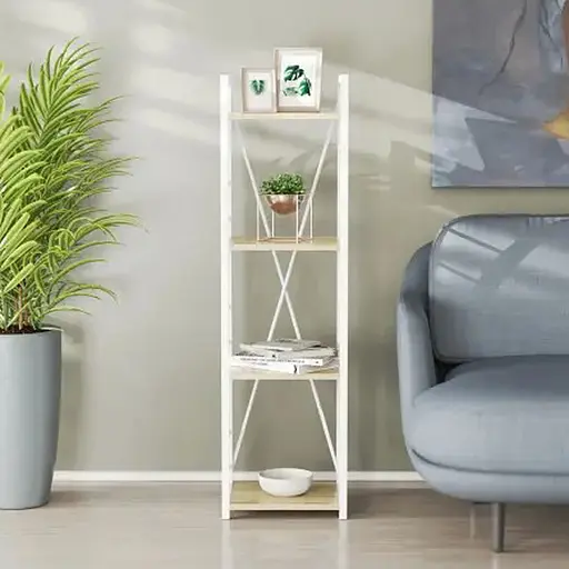 Этажерка 4/34 Ferrum-decor Серии Коннект 120x34x28 белый ДСП Дуб Сонома 16мм (FRD-104280)