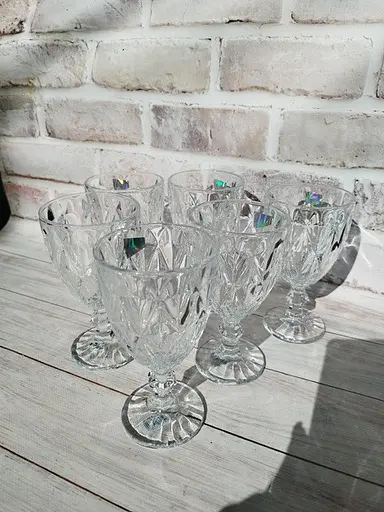 Набір келихів для вина JXCX Ромби 6шт Подарункові скляні фужери для коктейлів 260мл Прозорий - фото 7