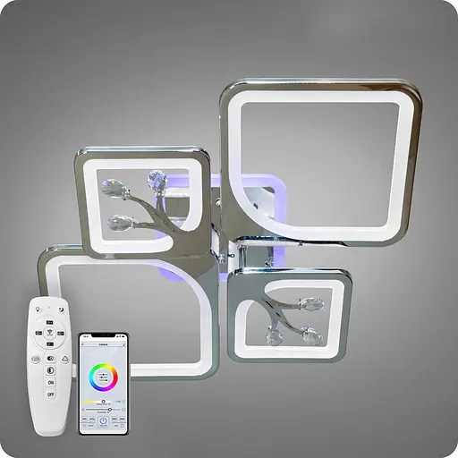 Люстра світлодіодна 517 Dlight 3color з пультом 100Вт Хром (01314) - фото 1