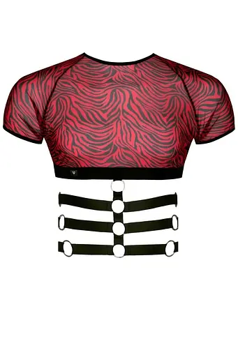 Топ с короткими рукавами Regnes Fetish Planet XXL (черный с красным) - фото 12