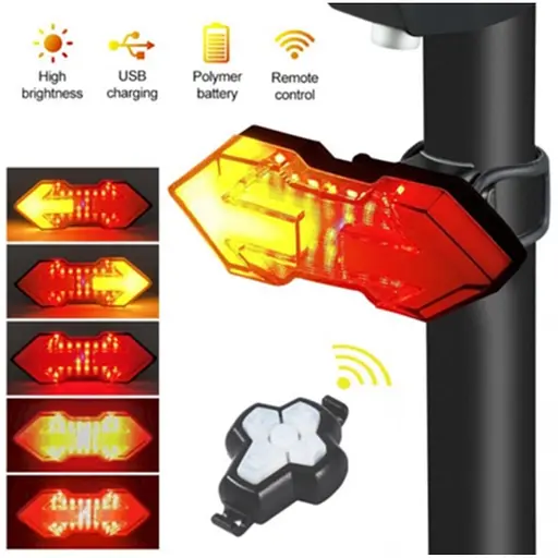 Задняя велофара с поворотниками HYD-040 (red+yellow) ЗУ micro USB + встроенный аккумулятор + пульт - фото 2