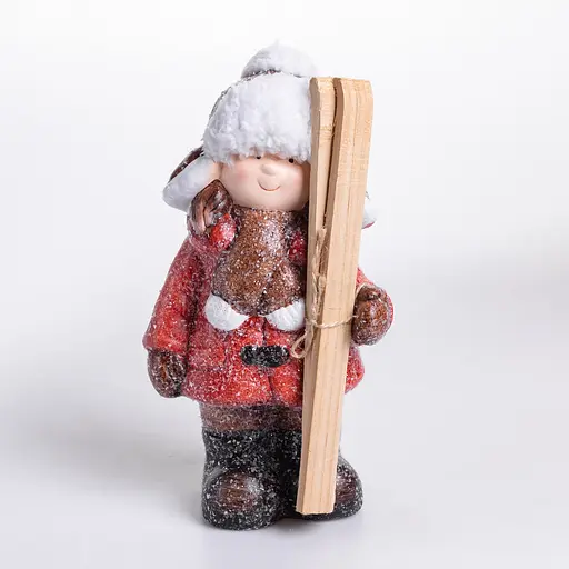 Новорічний декор Дівчинка з лижами Yiwu CR-5-13 з порцеляни з підсвічуванням 12 × 11 × 23 см  - фото 3