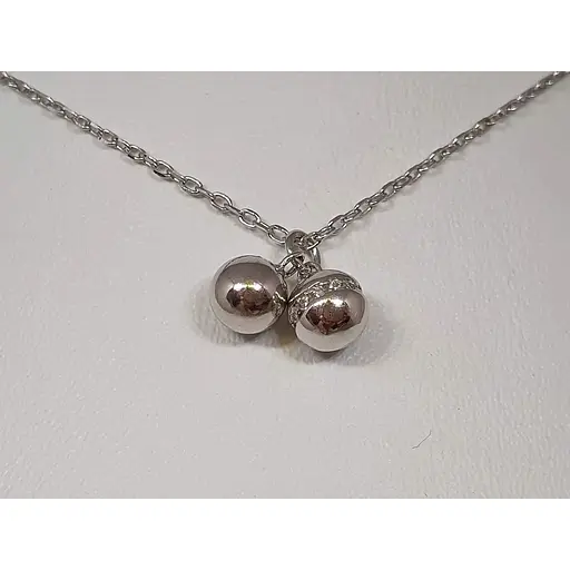 Серебряное колье Аметист Шарики с фианитами 1231500 - фото 2