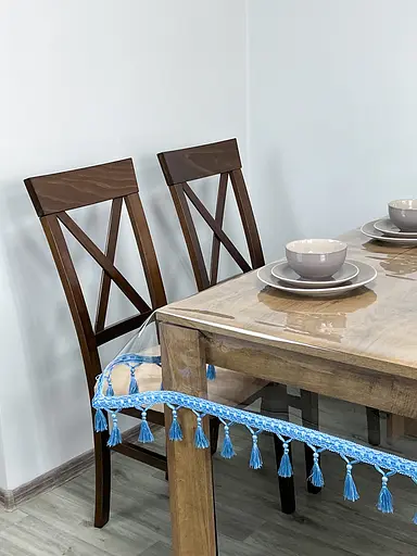 Скатерть силиконовая с синей бахромой 140х100 см - фото 4