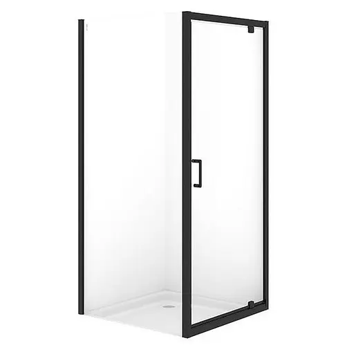 Душова кабіна Cersanit Brasco 90x90 см квадратна розстібна прозоре скло без піддону black S168-012, прозорий, чорний - фото 1