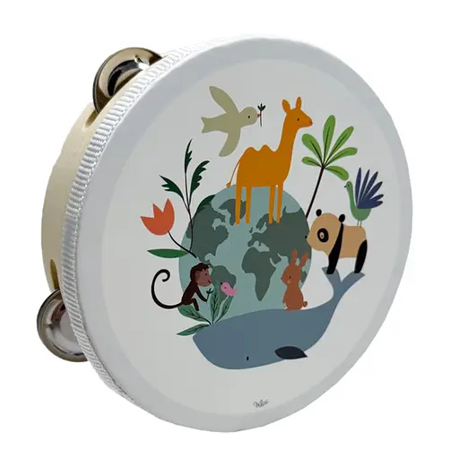 Деревянная игрушка Бубен "Дикие животные" Bambi MD 0367-55 диаметр 15 см - фото 1