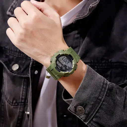 Чоловічий наручний спортивний годинник Skmei 1583 (Зелений з білим) - фото 6