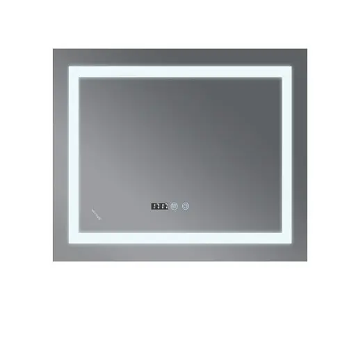 Дзеркало Mixxus WARM MR02-80x80 з LED Touch, Anti-fog, димером, регулюванням яскравості, годинником (MI6934) - фото 2