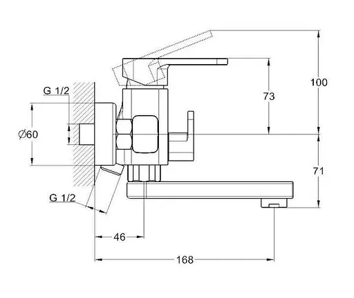 Змішувач для ванни Troya NOD3-A188 одноважільний з душовим набором Хром 30412 - фото 2