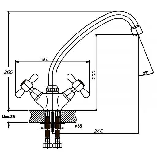 Смеситель для кухни Haiba Dominox 271 HB0077 Хром - фото 2
