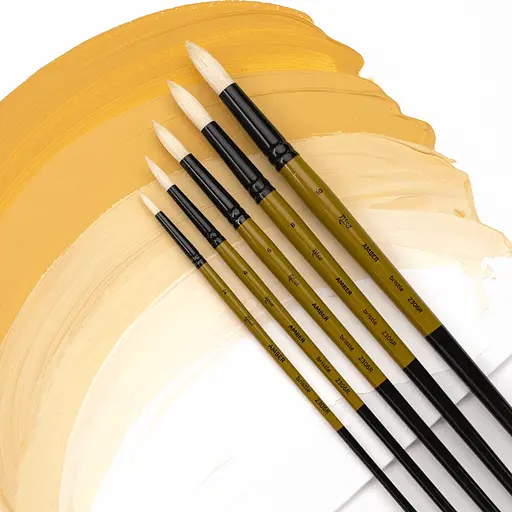 Пензель щетина кругла AMBER 2306R №1 довга ручка Rosa - фото 6