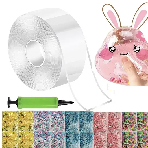 Двухсторонняя нано-лента Bubble Kit: суперэластичные воздушные шарики + насос и 20 упаковок наполнителей