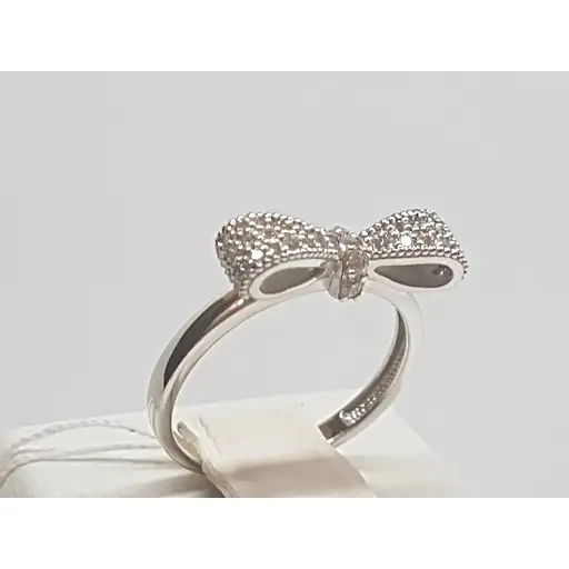 Золотое кольцо Харьковская ювелирная фабрика Бантик с фианитами. 700181-бел 16,5 - фото 3