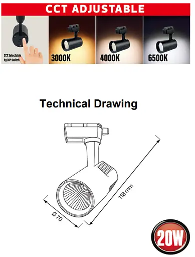 Трековий світлодіодний світильник Horoz Electric VARNA-20 3CCT чорний 018-026-1020 - фото 2