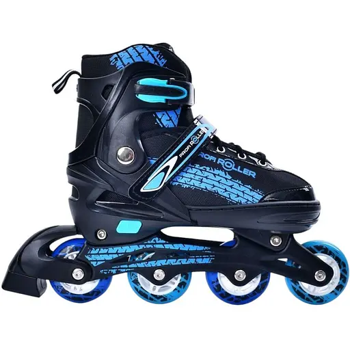 Ролики Profi A4150-L-BL поліуретан, розсувні, в один ряд, шнурівка + бакля, розмір коліс 70 мм сині