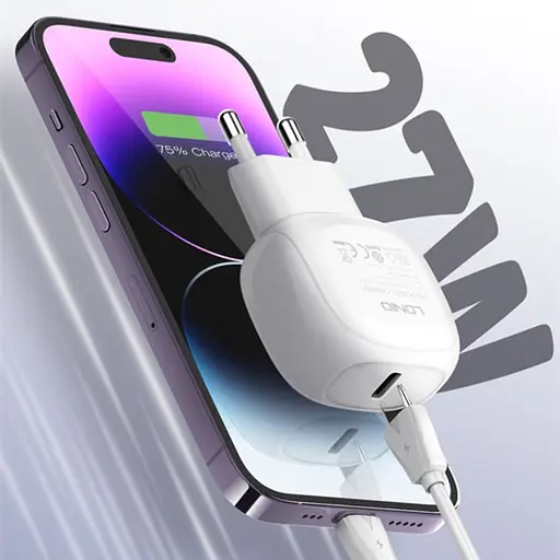 Мережевий зарядний пристрій Ldnio A1206C Type-C PD 27W білий + кабель Type-C to Lightning - фото 4