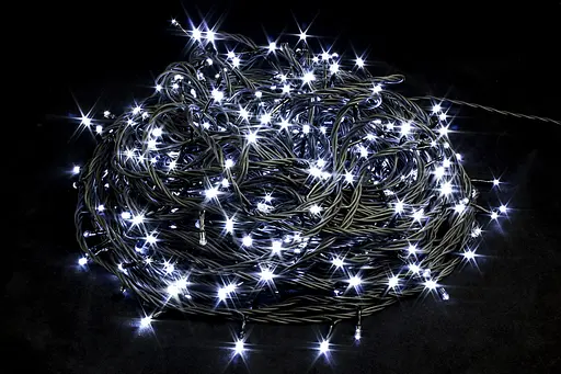 Світлодіодна гірлянда вулична на будинок Нитка 60 метрів Біла 600 лампочок Laplandia від мережі новорічна, чорний ПВХ провід (w.01.6B.600.F+)