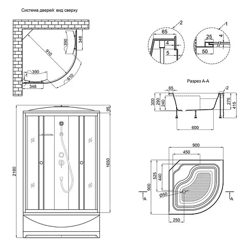 Душовий бокс Lidz Tani SB90x90.SAT.HIGH.GR - фото 10