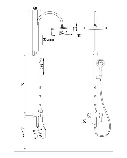 Душова система Imprese Nahoru T-10500, Хром - фото 2