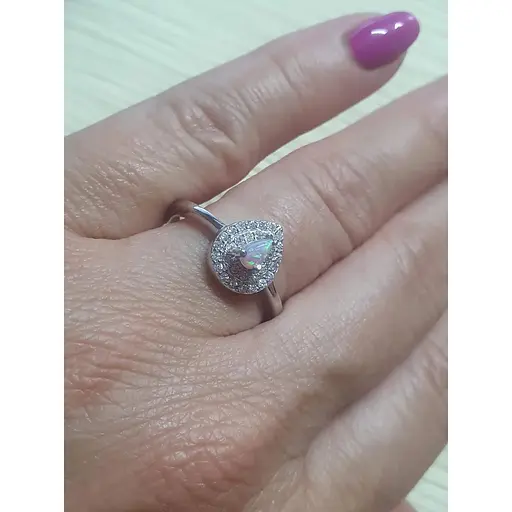 Срібне кільце Срібний рай з фіанітами і опалом. 2221 067005 18,5 - фото 2