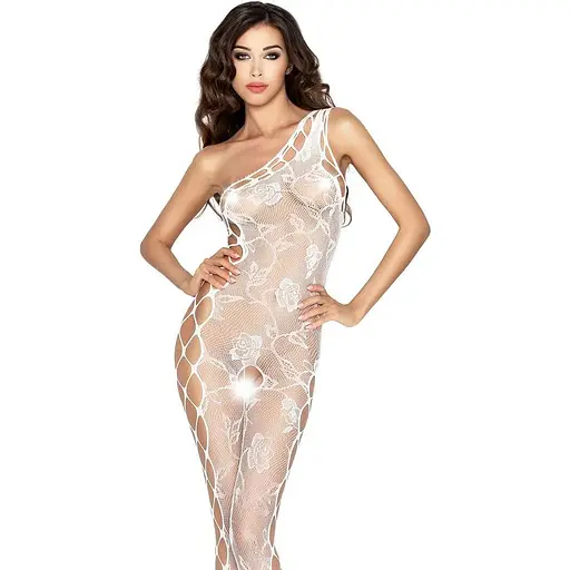 Бодістокінг Passion BS036 комбінезон лямочка через одне плече S/M/L white