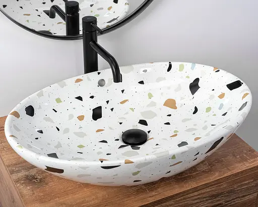 Умивальник Rea Olga terazzo накладний REA-U5692, Цветной - фото 3