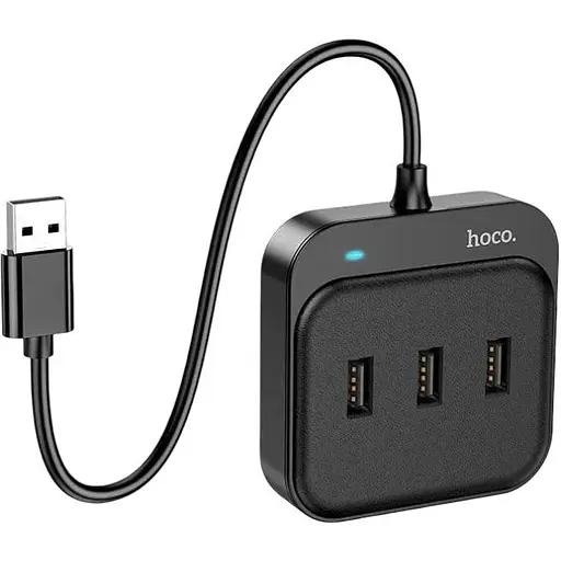Hub адаптер Hoco Easy 4-in-1 converter HB31 (Usb to Usb2.0x4) (L=0.2M) 6931474784841 - фото 1