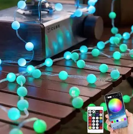 Гірлянда Sun Lamp Розумна світлодіодна музична 200 LED 20 м кульки Multi різнокольорові USB керування від смартфона - фото 11