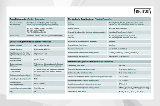 Digitus Кабель CAT 6 U-UTP, 100m, AWG 23/1, LSZH-1, фіолетовий - фото 10