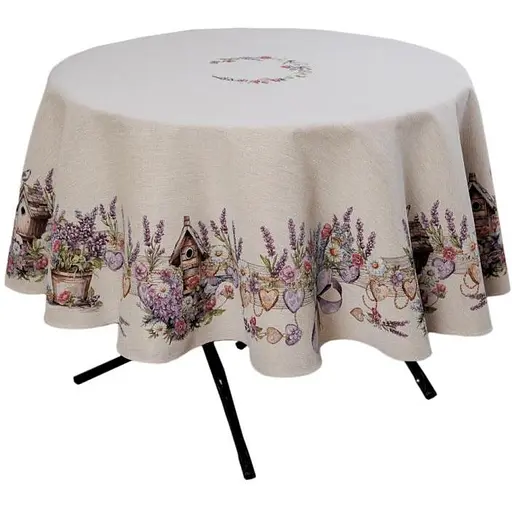 Скатерть Прованс Лавандовый садик Dх136 см (44178) - фото 1