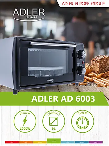 Електрична піч духовка Adler AD 6003 об'єм 9 л потужність 1400 Вт - фото 5