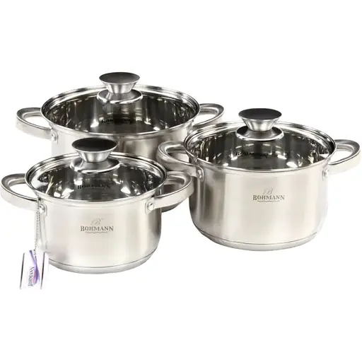 Універсальний набір каструль з кришками Bohmann BH-0516 із нержавіючої сталі 6 предметів - фото 1