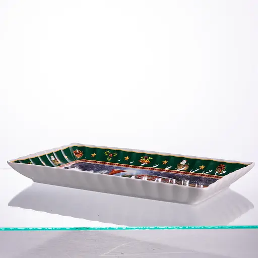 Блюдо сервірувальне новорічне для закусок Santa 30.5 × 17.5 × 2.5 см порцелянове Yiwu HP-SDHK-22 - фото 4