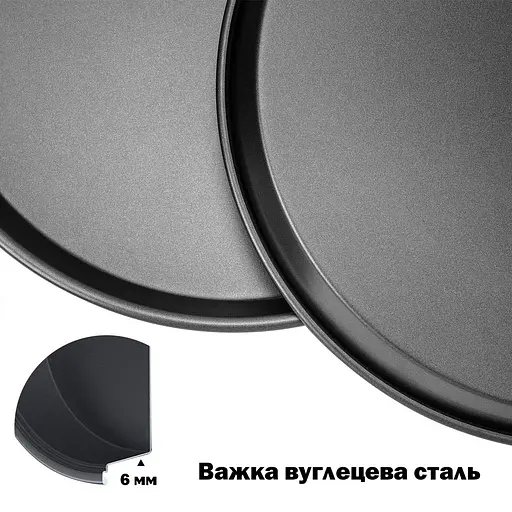 Комплект з 2 форм для випічки піци з антипригарним/тефлоновим покриттям Ø 26 см, Kitchen Master Чорний 85948 - фото 6