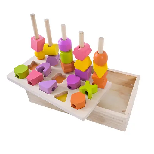 Детская деревянная игрушка "Пирамидка-сортер" Bambi C9407, 8 карточек - фото 2