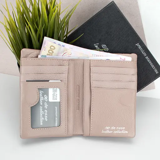 Гаманець жіночий шкіряний De Esse LC14288-GD25 маленький на магніті пудровий - фото 3