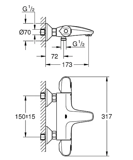 Термостат для ванны Grohe Grohtherm 1000 348162433 Черный матовый - фото 4