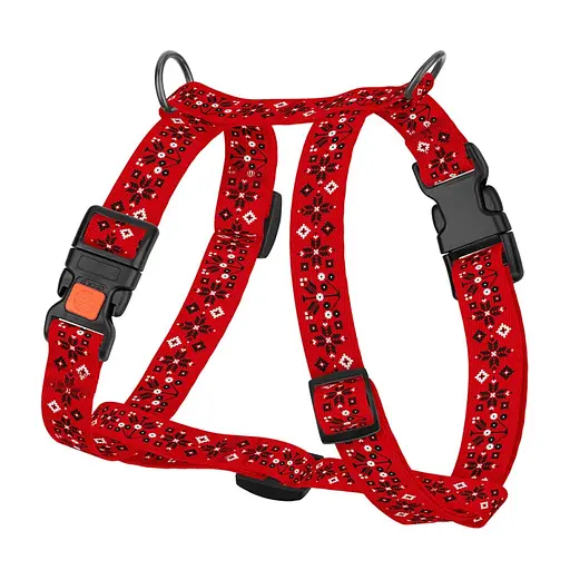 Шлей для собак Н-образная Баркси патриотическая 16 мм Вышиванка красная - фото 2